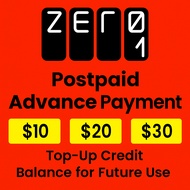 Zero1 Postpaid Advance Payment – $10 / $20 / $30 | Top-Up Credit Recharge | Balance for Future Use