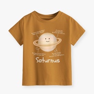 Boys Girls Top with Planet Saturn Motif in Almond Color