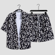 POND เสื้อแขนสั้นชุดชายหาดฮาวาย ไซส์ใหญ่ถึง5XL ชุดคู่รักแฟชั่น เนื้อผ้าหลวมเย็นสบาย ใส่เที่ยวทะเล