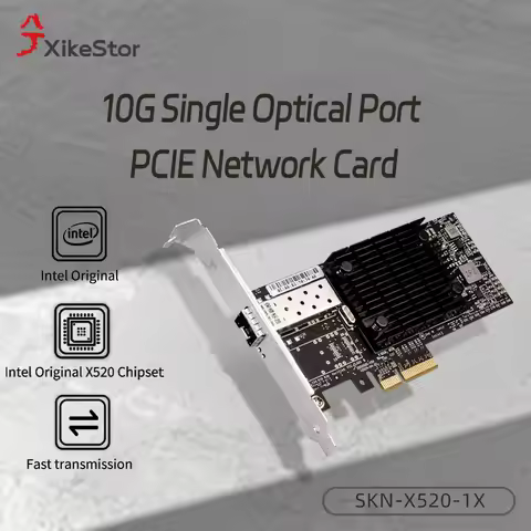 XikeStor 10G SFP+ Network Cards with X520-DA1 Chip Single PCIEx4 Fiber Optics Ethernet Adapter for I