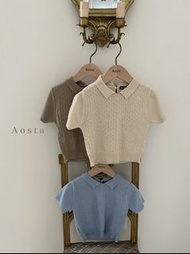 韓國 Aosta 兒童格紋針織衫 (S-L)