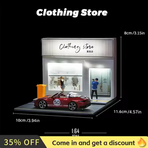 1:64 Miniature Urban Street Scene Architectural Model Convenience Store Building Kit With Micro LED 