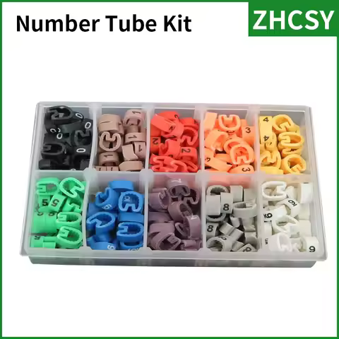 EC-0/1/2/3/5 Plastic 10 Trellis Kits Cable Wire Markers 0 to 9 10 Number Colorful Tube Size 0.75/1.5