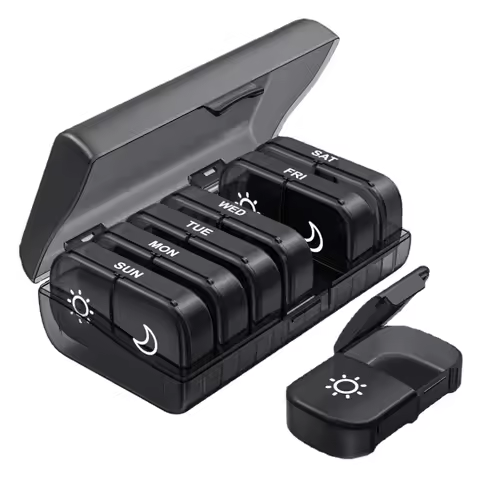 Weekly Pill Organizer 2 Times a Day, 7 Day AM PM Pill Box, Portable Detachable Medicine Container fo