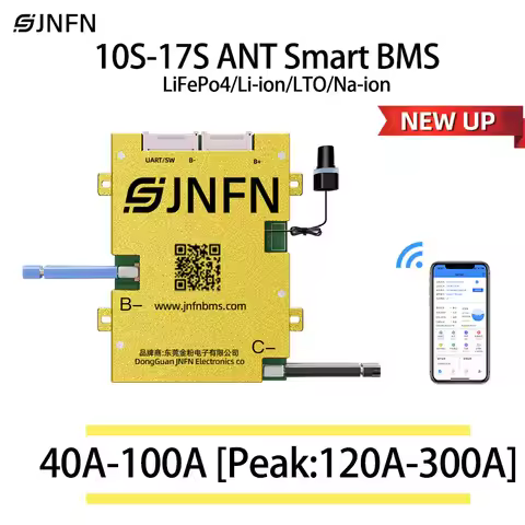 ANT BMS 10S-17S 40A 60A 80A 100A 48V 60V for Electric vehicle Scooter LiFoPo4 Li-ion 18650 battery B