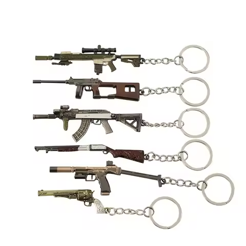 Resident Evil 8 Mini Shotgun Model Keychain V61 AK M1897 SA110 USM AI M1851 Revolver Alloy Key Ring