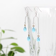 淚滴玻璃風鈴耳環【淡藍色】
