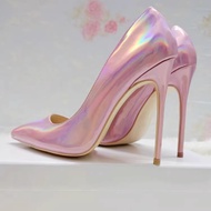 Pink Laser Pointed Toe Pumps - Stiletto High Heels | Catwalk Fashion