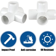 PVC Pipe Fitting 20mm 5 Way Elbow Connector Furniture Indoor Outdoor Use (White)