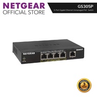 NETGEAR GS305P 5-Port Gigabit Ethernet Unmanaged PoE Switch - with 4 x PoE 55W Desktop Sturdy Metal Fanless Housing