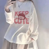 Taiwan Taiwan Ready Stock 100% Cotton Long-Sleeved T-Shirt Cute Printed Loose Long-Sleeved T-Shirt T