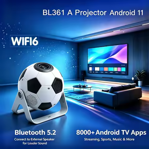 2026 BL361A Football Projector Android 11 1GB 8GB WiFi6 BT5.2 1280*720P Support 4K Decoding LCD Home