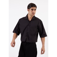 OCWA GUNNA OVERSIZED CROP COTTON SHIRT BLACK