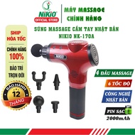 Japanese handheld massage gun Nikio NK-170A - 4 heads, 6 massage intensities - Red