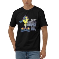 Tweety Bird Single Stitch Hot Print Wear Fashion Clothing Round T Shirt
