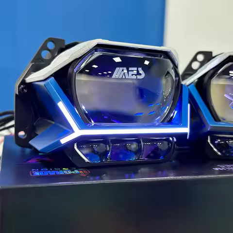 AES 3"TURBO BM Tri Laser & Tri Color Led Projector Lens 3000K+4300K+6000K Car Headlight with Daytime