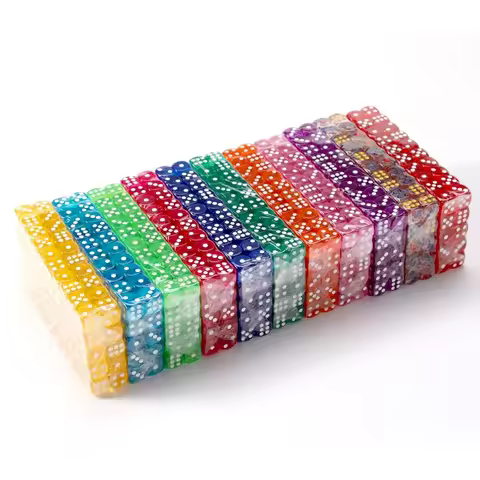 50PCS 14mm Colorful Transparent Dice Set - Rounded Edge Board Game Dice for Tabletop RPG, D&D, Casin