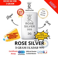 Rose Silver Pure 3 Gram Bar Silver Certified 999 Pure SilverPURE Can be resold