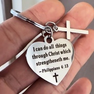 Bible verse stainless steel heart shape Keychain