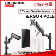 OFFICEHUB iErgo 4 Pole SINGLE Computer Monitor Arm ★ Sg Seller Ready stock ★ Fits Monitor up to 34 I