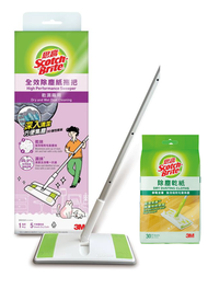 思高™ - [清潔優惠套裝] 思高™ 全效除麈紙拖把 X5 + 除塵乾紙 - 30片新包裝 (833HK)