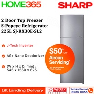 PRE-ORDER (ETA END SEPT) Sharp 2 Door Top Freezer S-Popeye Refrigerator 225L SJ-RX30E-SL2