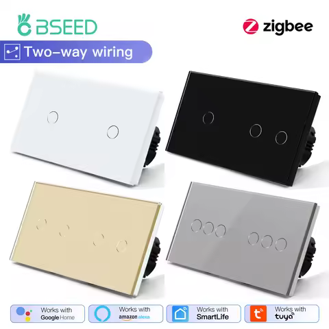BSEED Smart Zigbee Touch Light Switch 1/2/3Gang Wall Touch Switch 2Way Wire Compatible with Smart Li