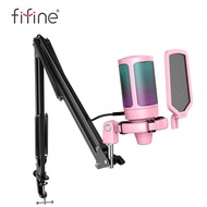 Gaming USB Microphone Kit, PC Streaming Recording Computer RGB Microphone Set For Podcasting, Singin