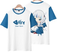 เสื้อยืดแขนสั้นพิมพ์ลาย Hololive Vtuber Ookami Mio Gawrgura สําหรับผู้ชาย