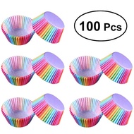 Set of 100 rainbow 7-color cupcake paper cups