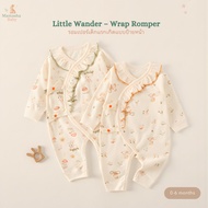 [Mamasha] Newborn Baby Romper Set Front Sign Snap Button Type Little Wander Model Bodysuit With Long