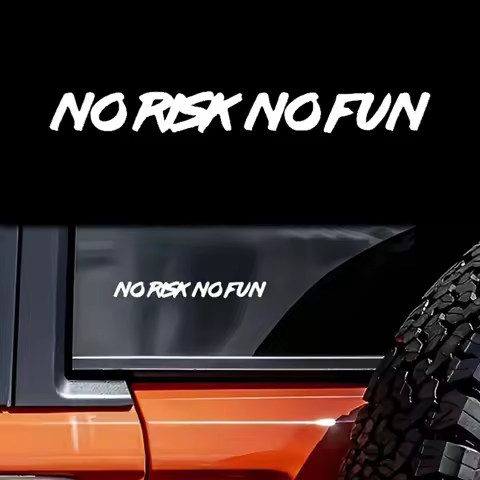 22cm*2.4cm No Risk No Fun Car Stickers Auto Window Bumper Trunk Waterproof Vinyl Decals Car Motorcyc