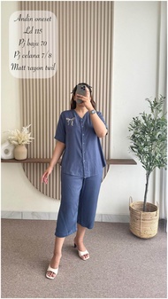 COD || Oneset Wanita Pendek Andin Rayon Premium || Setelan Pendek polos Rayon Twill Terbaru