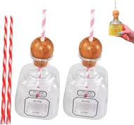 lscsdf Patron Bottles Empty for Drinks Reusable Cups with Straw Hole Plastic  Patron Tequila Bottles