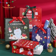 (MOQ:10pcs) 2024 Christmas Paper Gift Bags With Bronzing Ribbons / Premium New Year Xmas Goodie Bag Packaging / Christmas Eve Gift Box Packaging Bag / Christmas Party Decorations