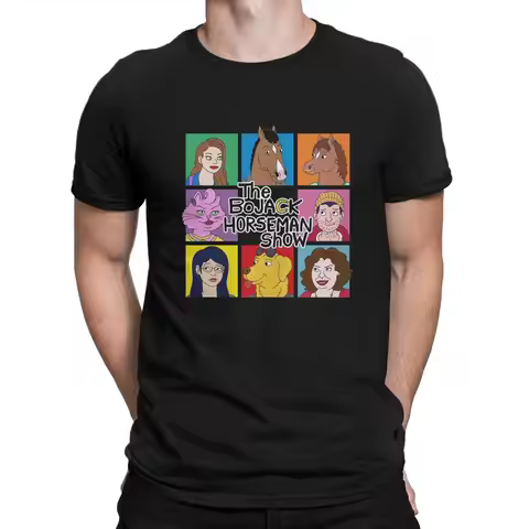 Vintage All Member T-Shirt for Men Round Collar 100% Cotton T Shirts B-BoJack Horsemans Short Sleeve
