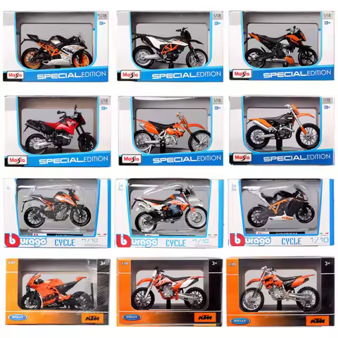 1/18 Scale Maisto KTM 450 SX SXF EXC Racing RC 8C RC390 690 SMC R 640 Duke II Rally Motorcycle Model