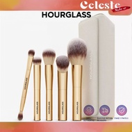 Hourglass Brush set 5PC Makeup Brush Set+Brush bucke：Powder brush+Blush brush+Double-ended eyeshadow