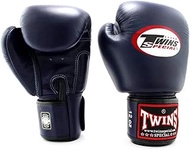 TWINS Boxing Gloves, Leather, Blue, Muay Thai, Leather Boxing Gloves, MMA Size 16 Oz