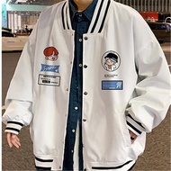 💕จัดส่งที่รวดเร็ว💕เวอร์ชั่นเกาหลี Ins ลมชายชุดเบสบอลเสื้อหลวม Joker Jacket การ์ตูนพิมพ์ท็อปส์ซู