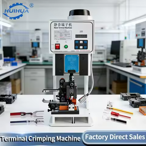Automatic Mute Terminal Crimping Machine 1.5T-3T Cable Crimper Tool w Single Vertical Horizontal Mol
