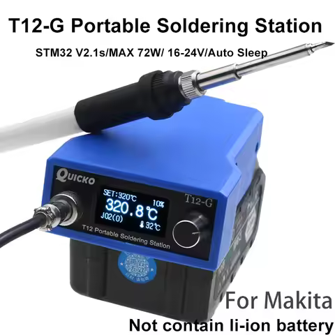 QUICKO T12-G Cordless Soldering Iron Station 72W For 20V Max Li-ion Battery For Makita Battery Elect