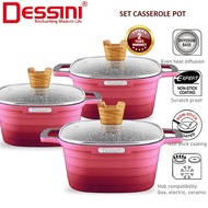 DESSINI 20CM 24CM 28CM Die Cast Aluminium Casserole Set Non Stick Periuk Gas Ceramic Halogen Cookwar