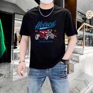 Men Loose Top Printed Trendy t-Shirt t-Shirt Pure Cotton Summer Round Neck Short Sleeve English All-