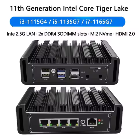 11Th Gen Rugged Industrial Mini PC Core i7 1195G7 Pentium 7505U HD DP Fanless 4x2.5G LAN Pfsense Min