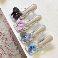 Orlane Odyessa Silver Stiletto Heels | Orchid and Butterfly Heels | Butterfly Flower Heels