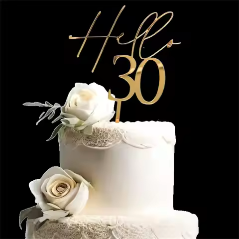 3pcs Hello18 21 30 40 50 60th Cake Topper Gold Acrylic 30th Birthday Cake Decoration for 30th Birthd