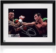 Joe Calzaghe Signed Boxing Photo: Fighting Mikkel Kessler. Framed