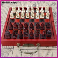 [Sharprepublic] 1 Set Chinese Chess Wooden Table Miniature Chess Board Chess Pieces