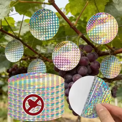 20pcs Garden Bird Control Bird Repellent Sticker Round Shape Laser Flash Anti Bird Scare Tape Reflec